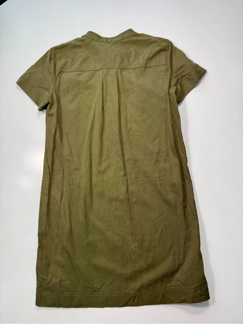 J. Crew Olive Green Short Button-Front Midi Dress